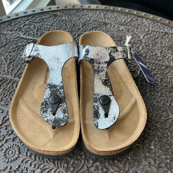 BIRKENSTOCK GIZEH SANDALS IN METALLIC BLACK 35 US 4-4.5 US - Picture 3 of 6